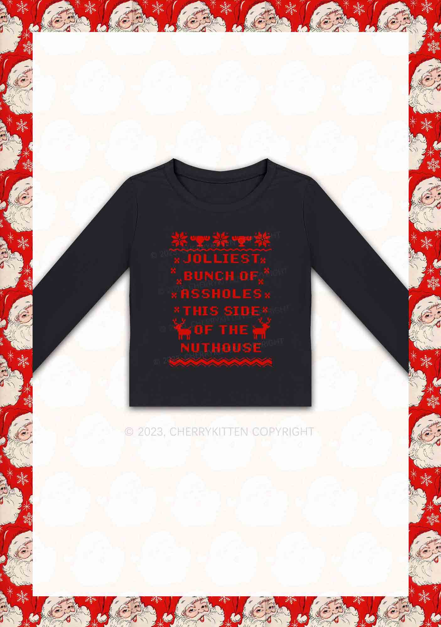 Jolliest Christmas Y2K Long Sleeve Crop Top Cherrykitten