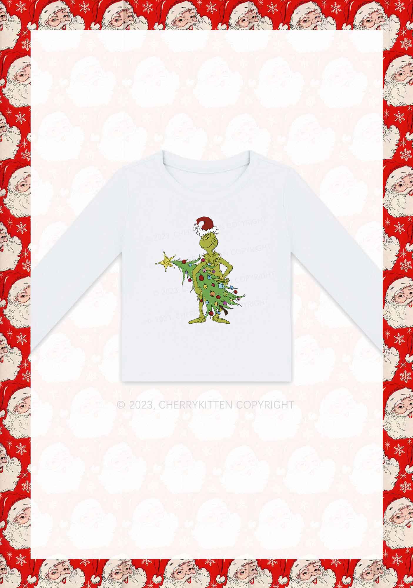 Stealing Christmas Tree Y2K Long Sleeve Crop Top Cherrykitten