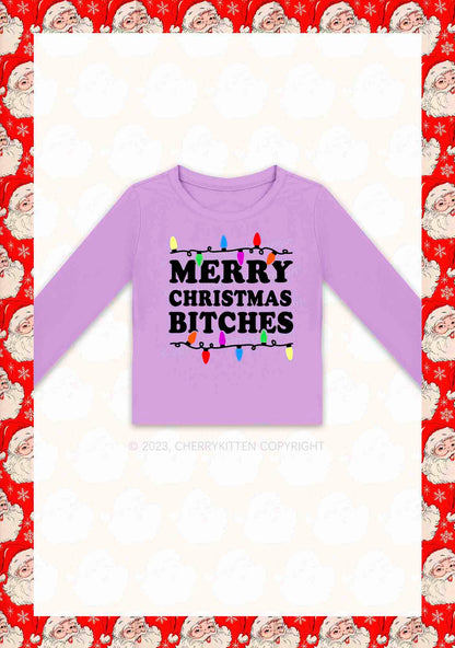 Christmas Colored Lights Y2K Long Sleeve Crop Top Cherrykitten