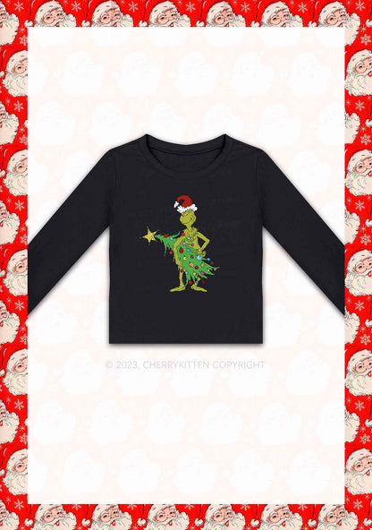 Stealing Christmas Tree Y2K Long Sleeve Crop Top Cherrykitten