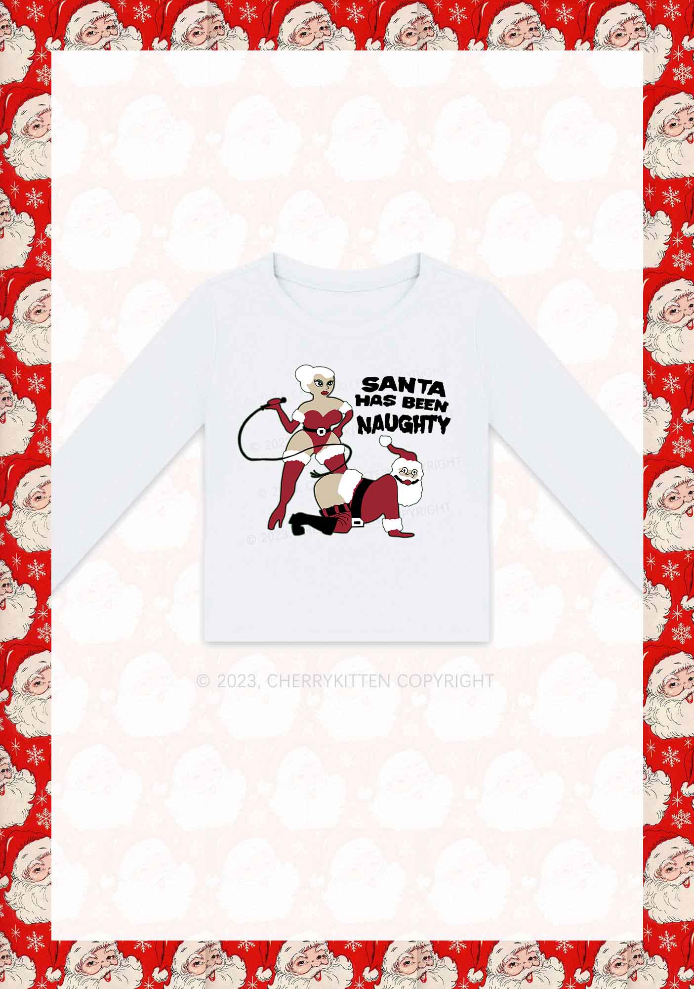 Santa Has Been Naughty Y2K Long Sleeve Crop Top Cherrykitten