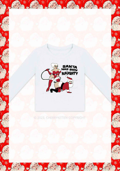 Santa Has Been Naughty Y2K Long Sleeve Crop Top Cherrykitten