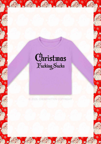 Christmas Sucks Y2K Long Sleeve Crop Top Cherrykitten