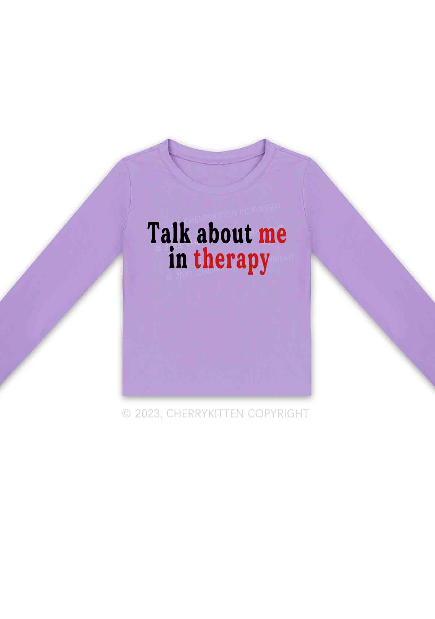 Talk About Me In Therapy Long Sleeve Crop Top Cherrykitten