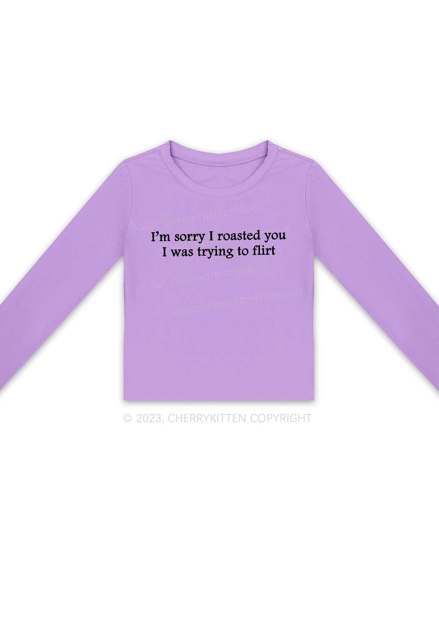 I Was Trying To Flirt Y2K Long Sleeve Crop Top Cherrykitten