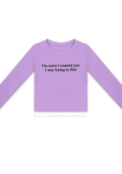 I Was Trying To Flirt Y2K Long Sleeve Crop Top Cherrykitten