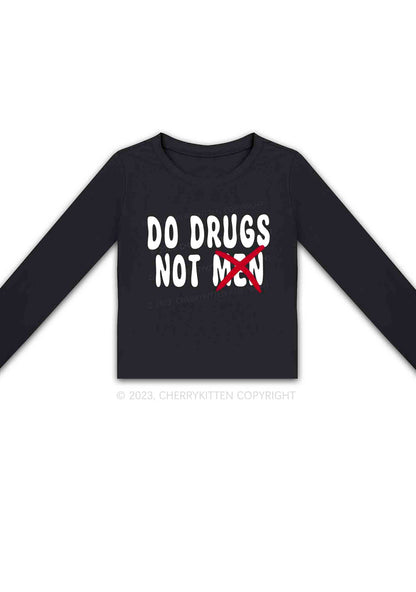 Do Drxgs Not Men Long Sleeve Crop Top Cherrykitten