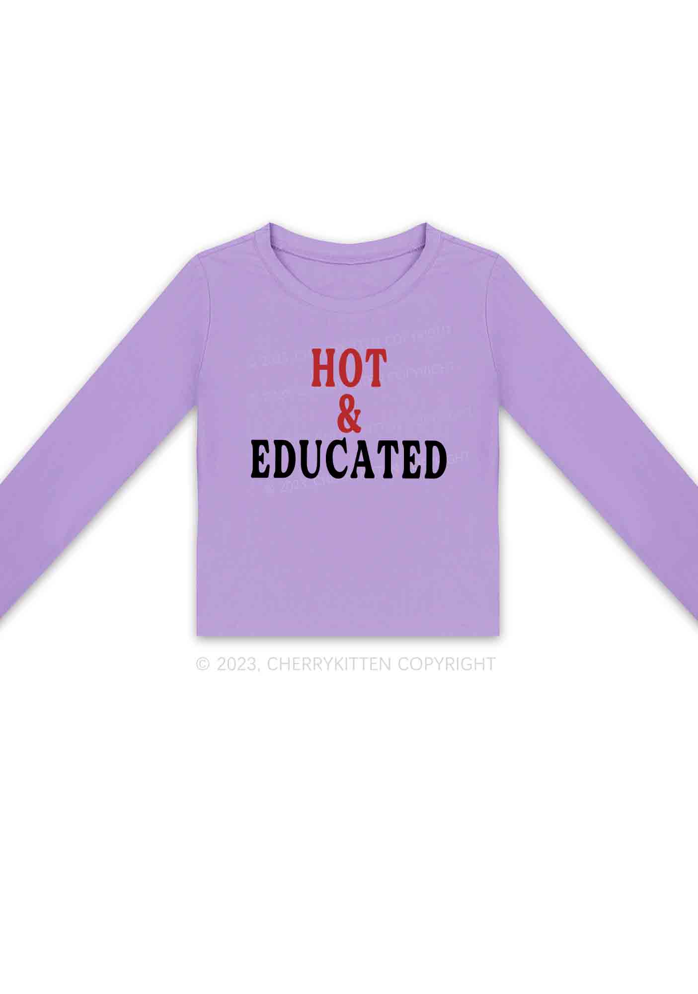 Hot And Educated Long Sleeve Crop Top Cherrykitten