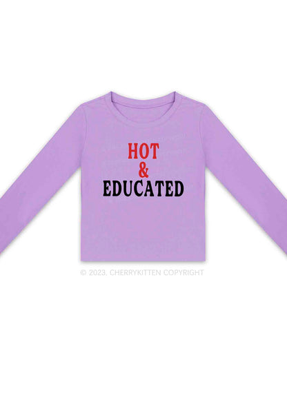 Hot And Educated Long Sleeve Crop Top Cherrykitten