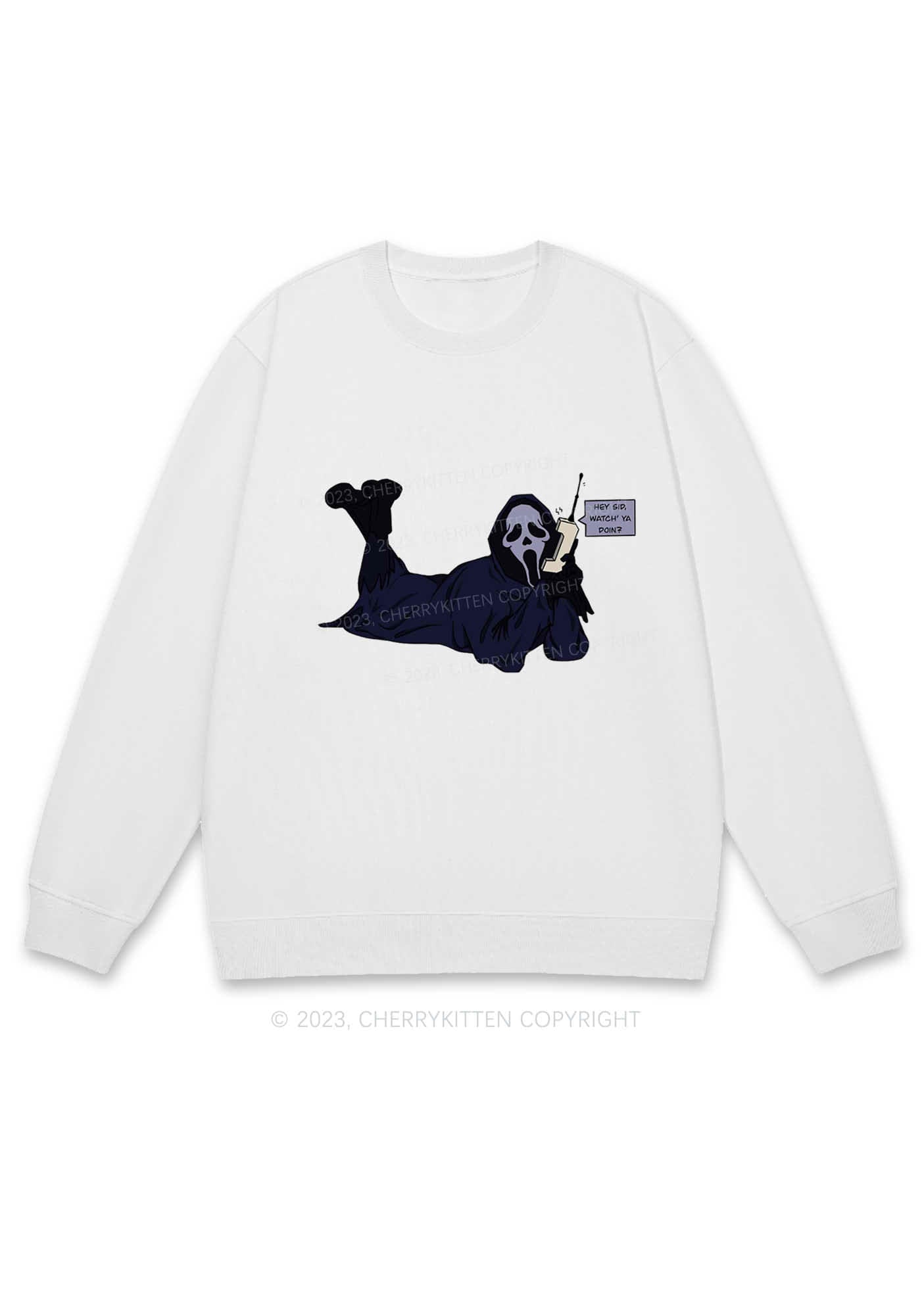 Skeleton On The Phone Halloween Y2K Sweatshirt Cherrykitten