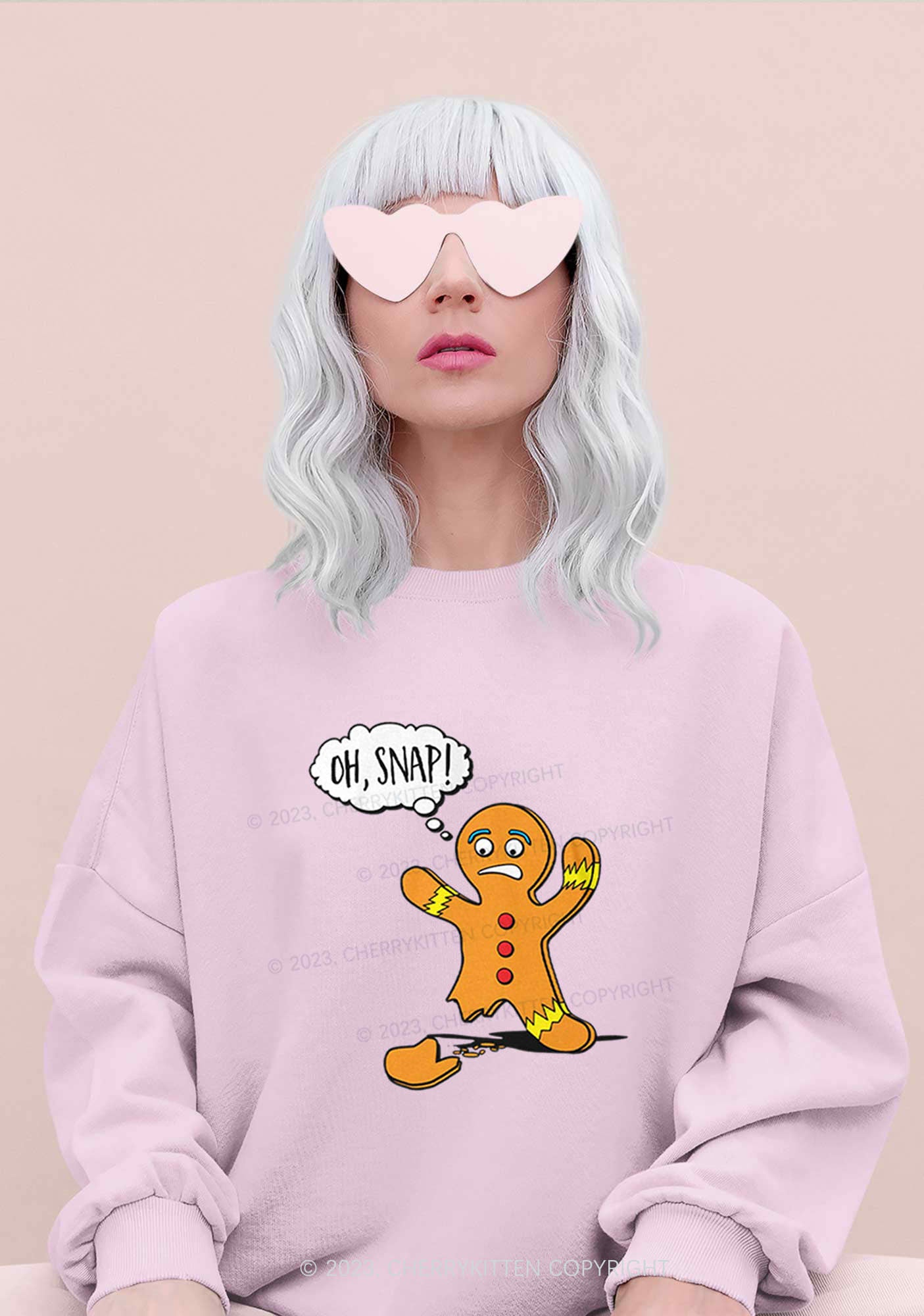 Oh Snap Gingerbread Man Christmas Y2K Sweatshirt Cherrykitten