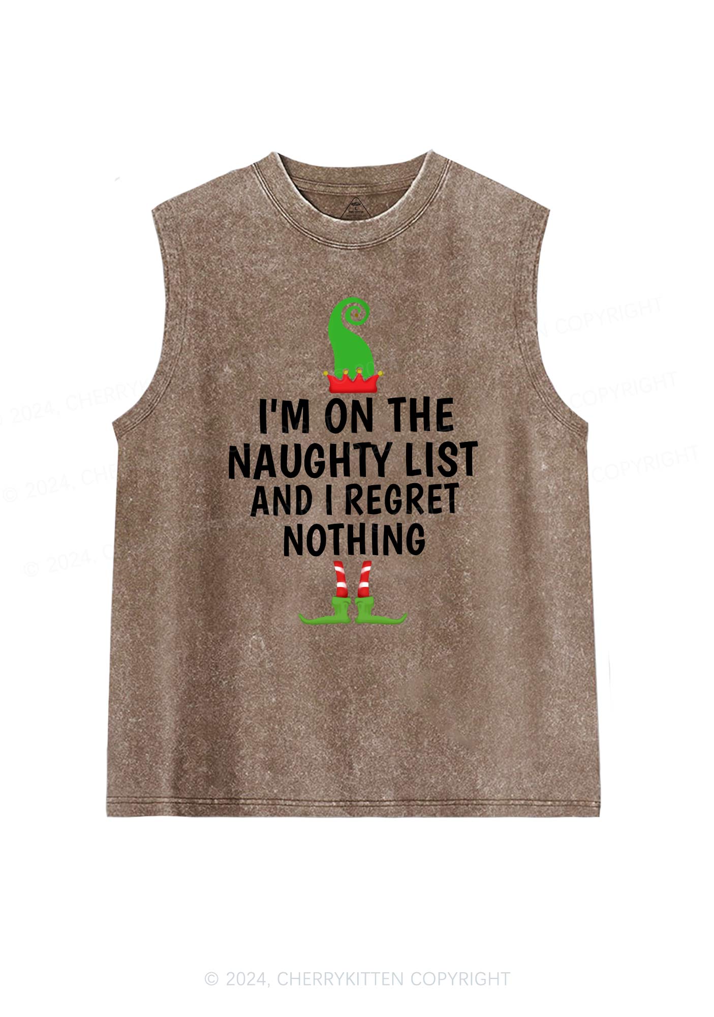 Christmas Naughty List Y2K Washed Tank Cherrykitten