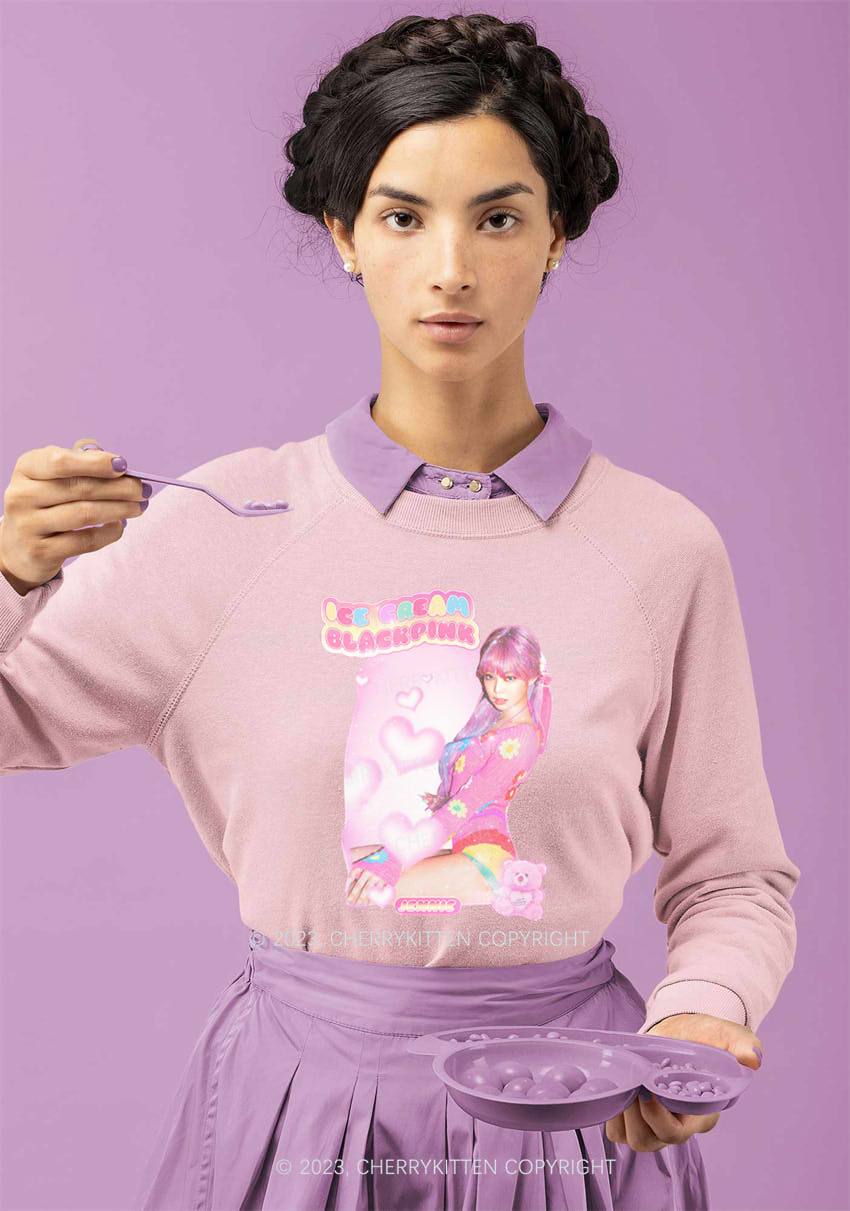 Pink Ice Cream Kpop Y2K Sweatshirt Cherrykitten