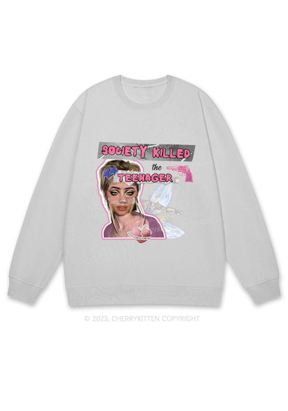 Society Killed The Teenager Y2K Sweatshirt Cherrykitten