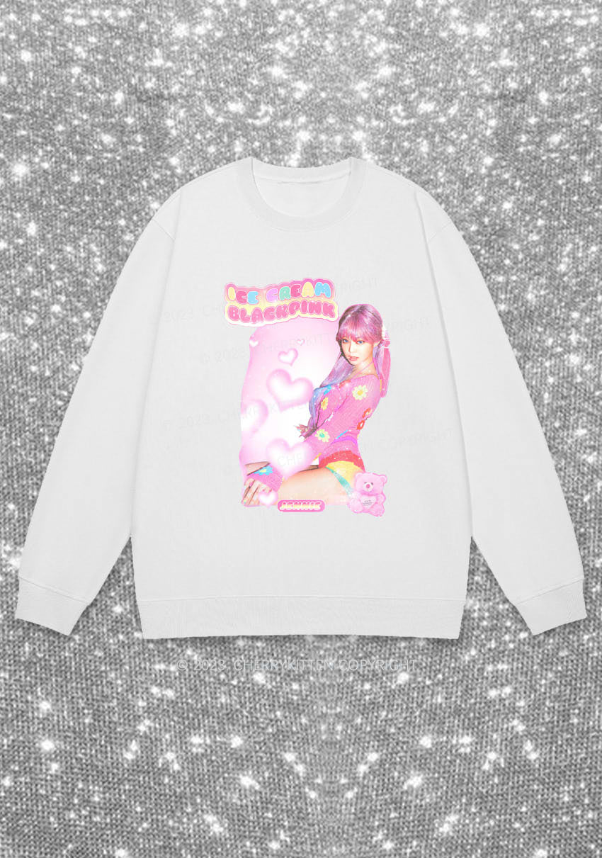 Pink Ice Cream Kpop Y2K Sweatshirt Cherrykitten