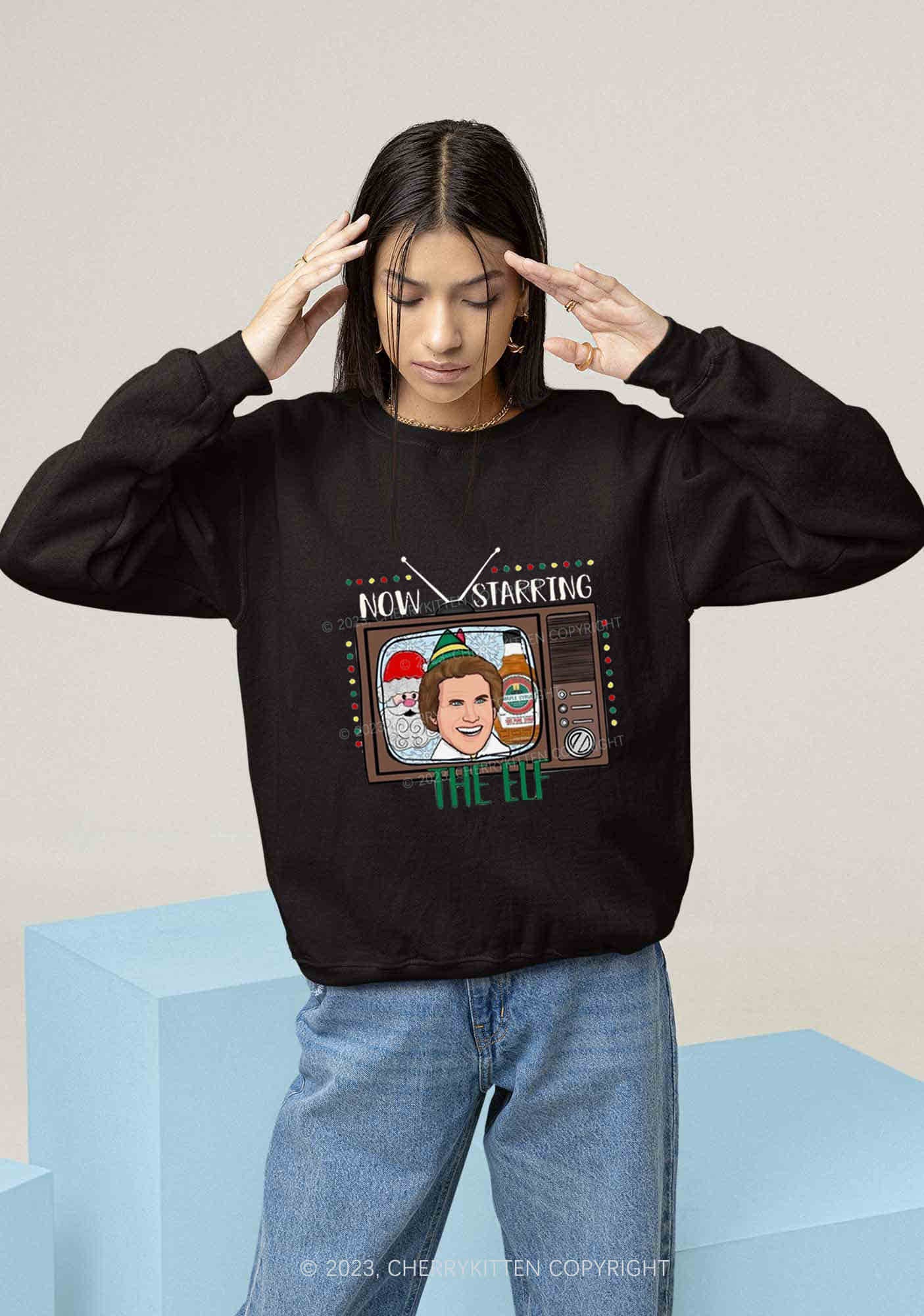 Now Starring The Elf Christmas Y2K Sweatshirt Cherrykitten