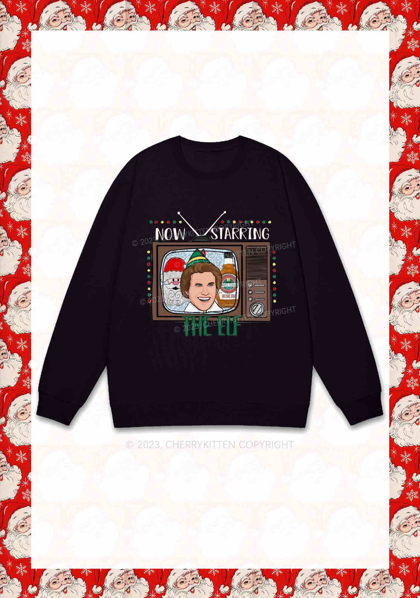 Now Starring The Elf Christmas Y2K Sweatshirt Cherrykitten