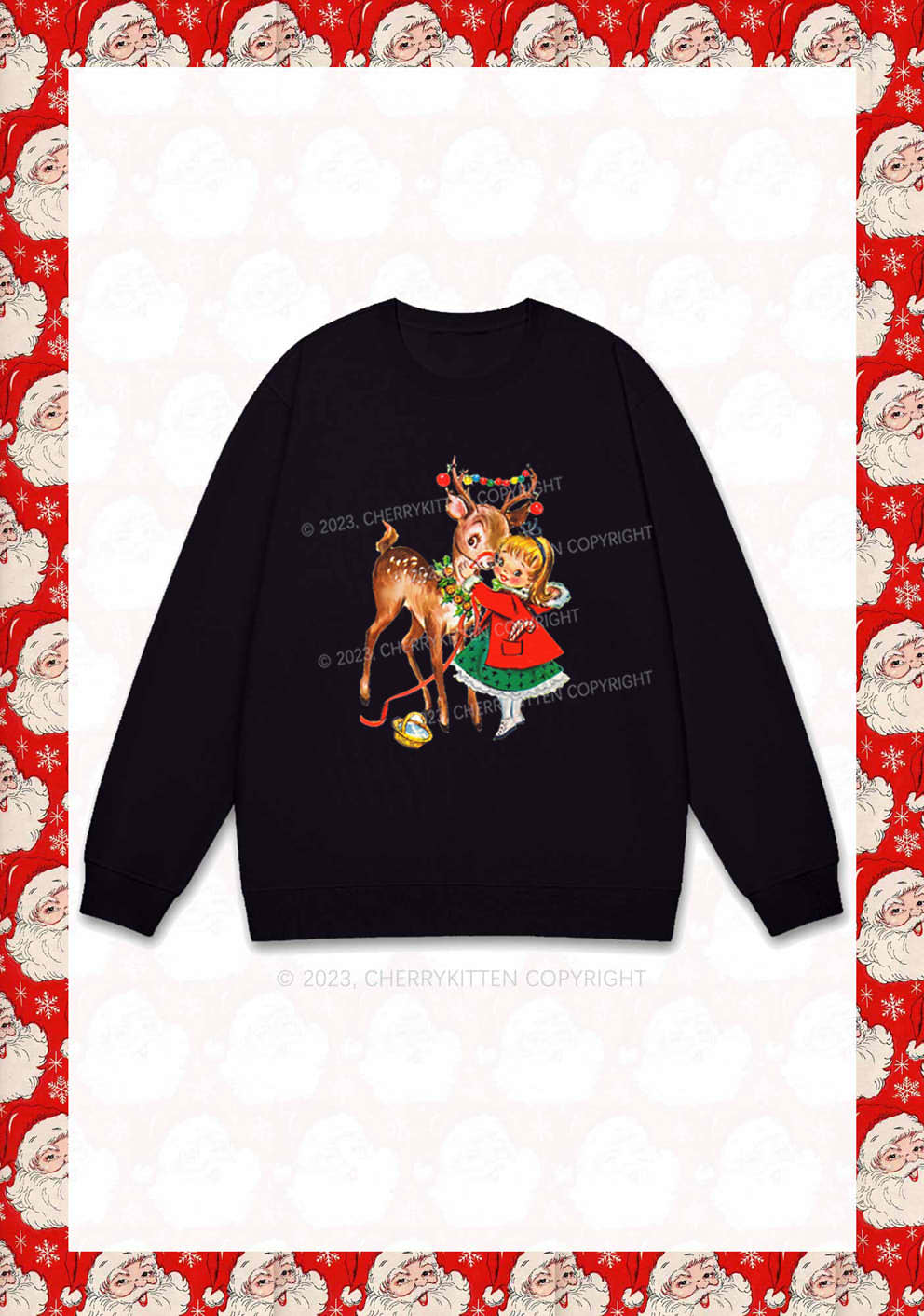 Christmas Girl and Reindeer Y2K Sweatshirt Cherrykitten