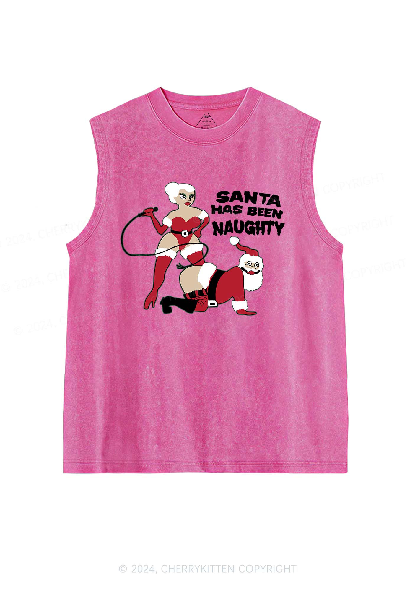 Christmas Santa Has Been Naughty Y2K Washed Tank Cherrykitten