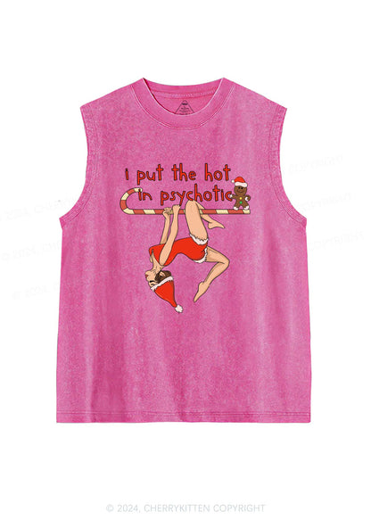 Christmas Yoga Girl Y2K Washed Tank Cherrykitten