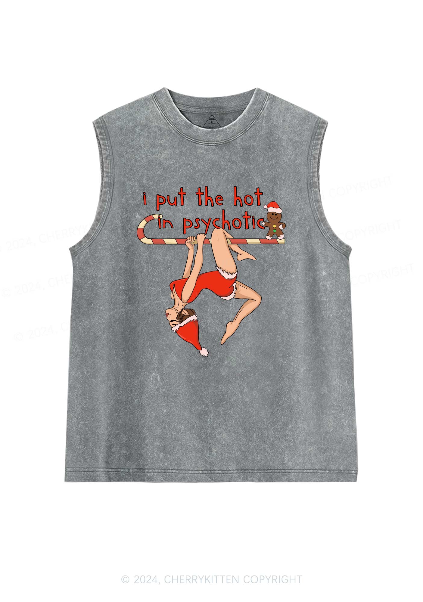 Christmas Yoga Girl Y2K Washed Tank Cherrykitten