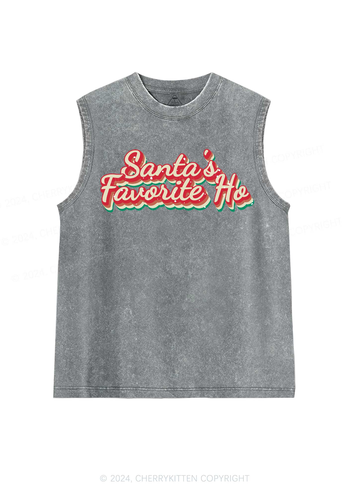 Christmas Santa's Favorite Ho Y2K Washed Tank Cherrykitten