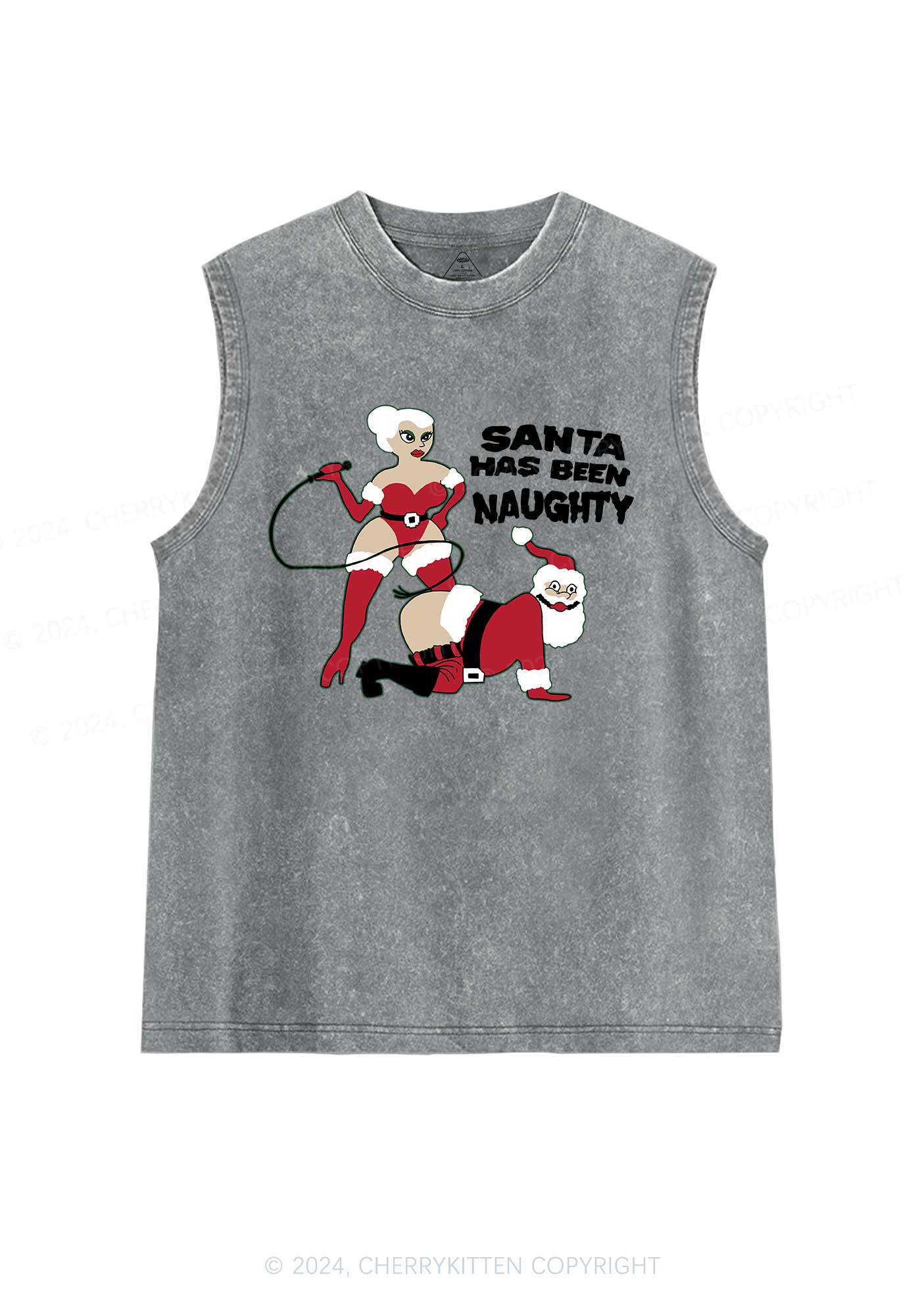 Christmas Santa Has Been Naughty Y2K Washed Tank Cherrykitten