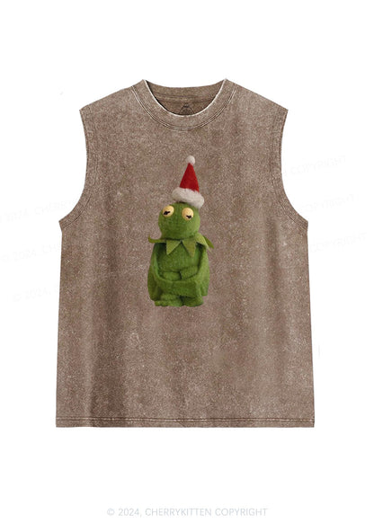 Christmas Plush Frog Y2K Washed Tank Cherrykitten