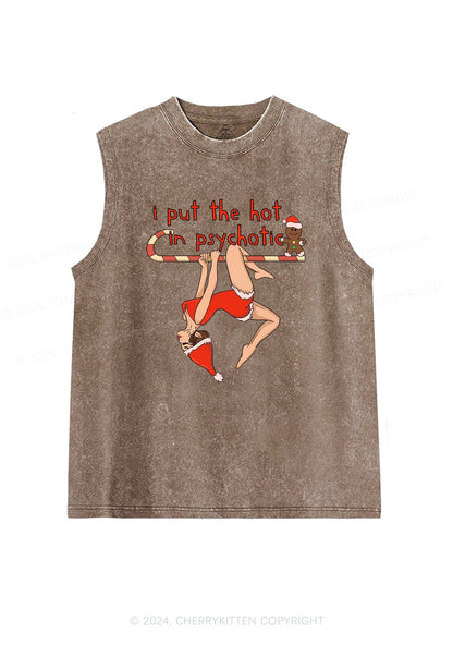 Christmas Yoga Girl Y2K Washed Tank Cherrykitten