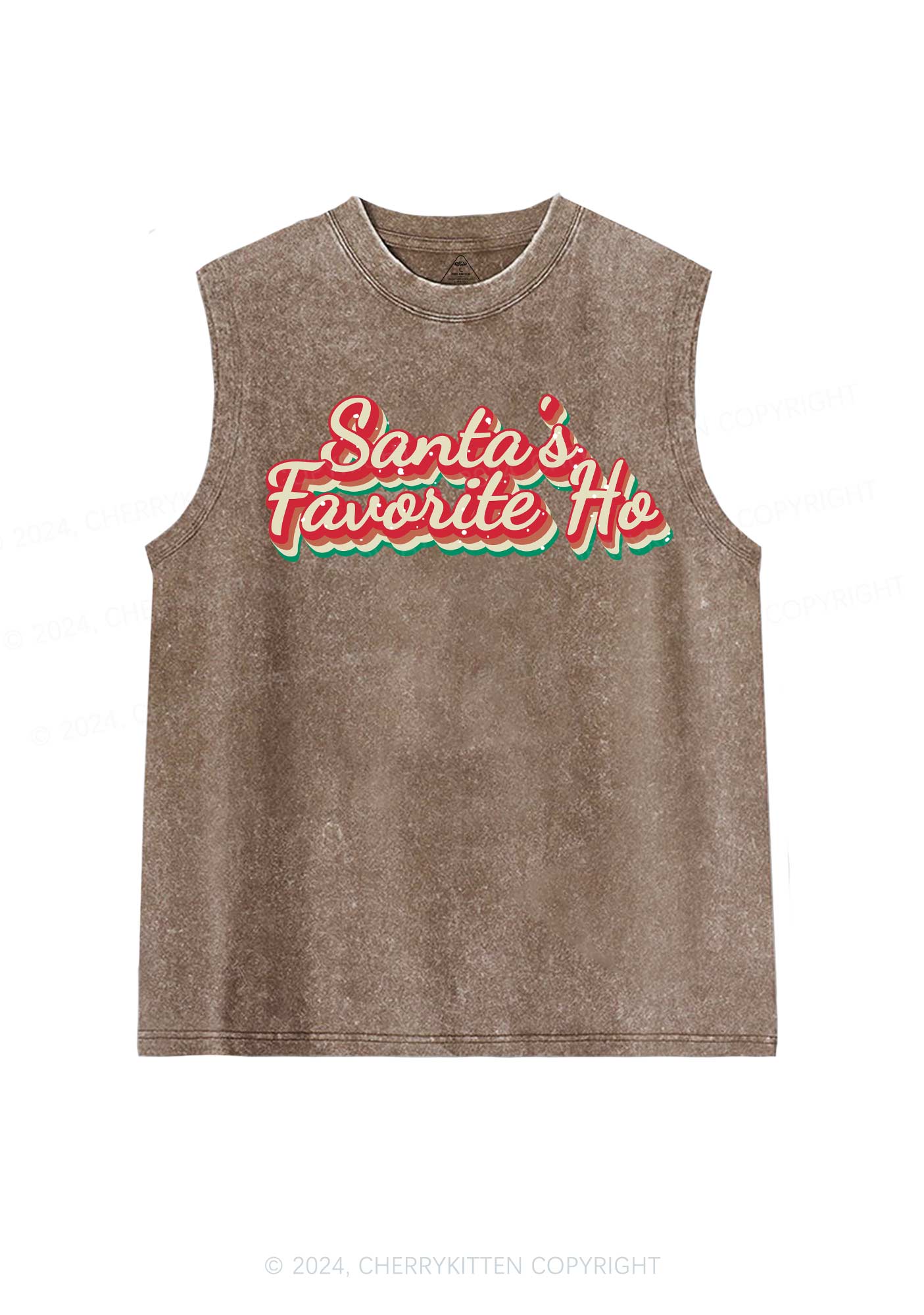 Christmas Santa's Favorite Ho Y2K Washed Tank Cherrykitten