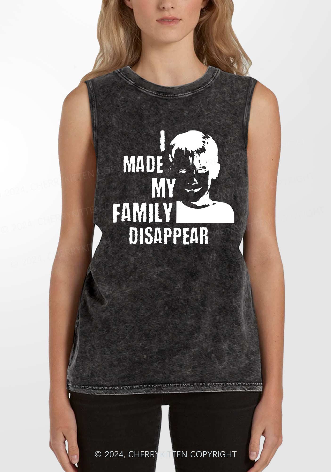 Christmas Family Disappear Y2K Washed Tank Cherrykitten