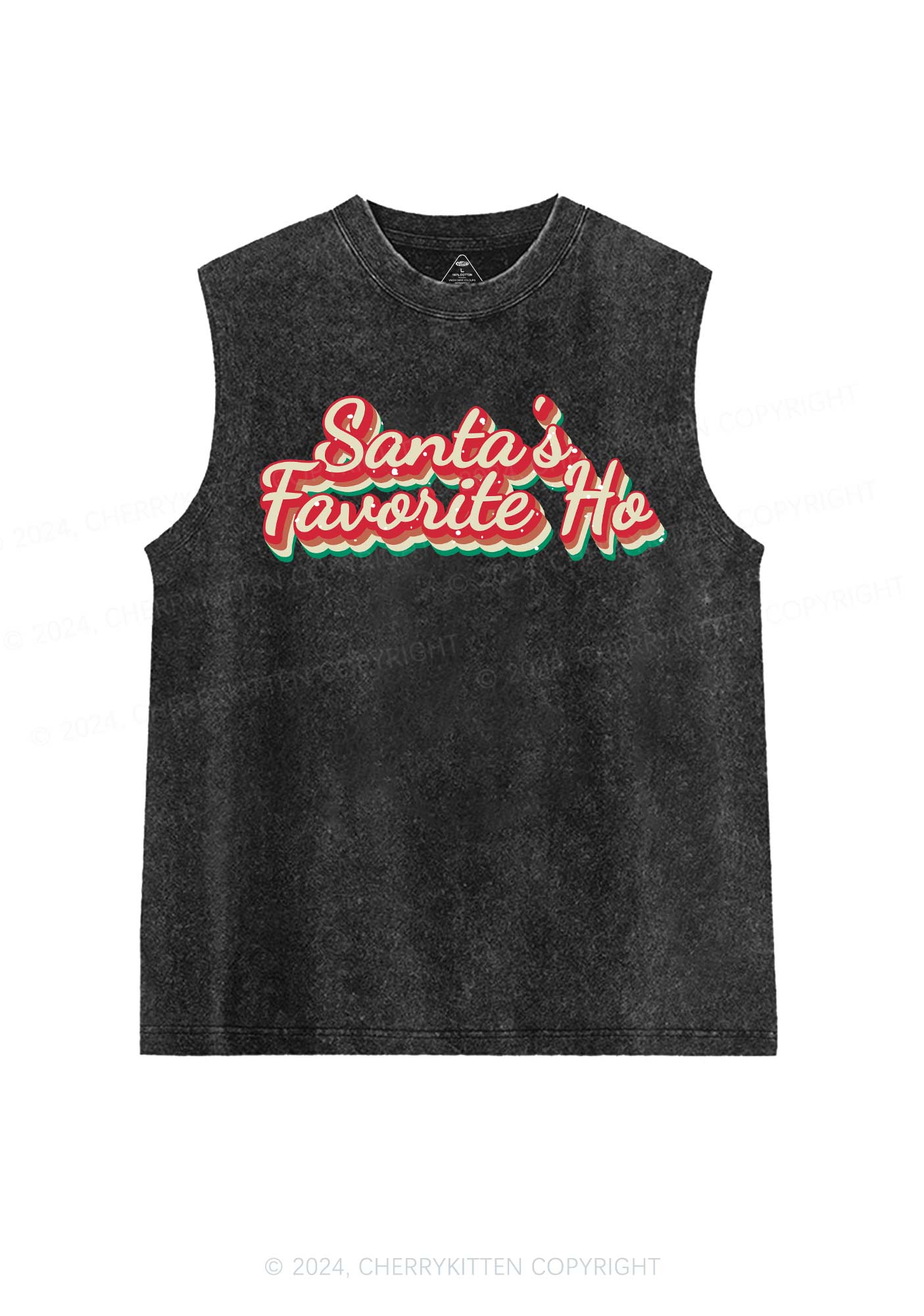 Christmas Santa's Favorite Ho Y2K Washed Tank Cherrykitten