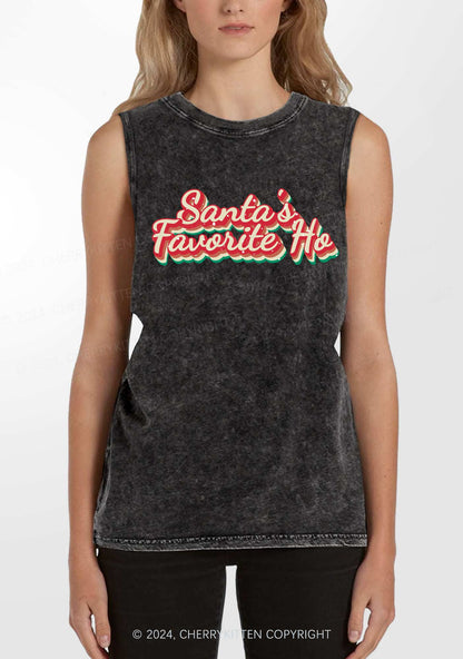 Christmas Santa's Favorite Ho Y2K Washed Tank Cherrykitten