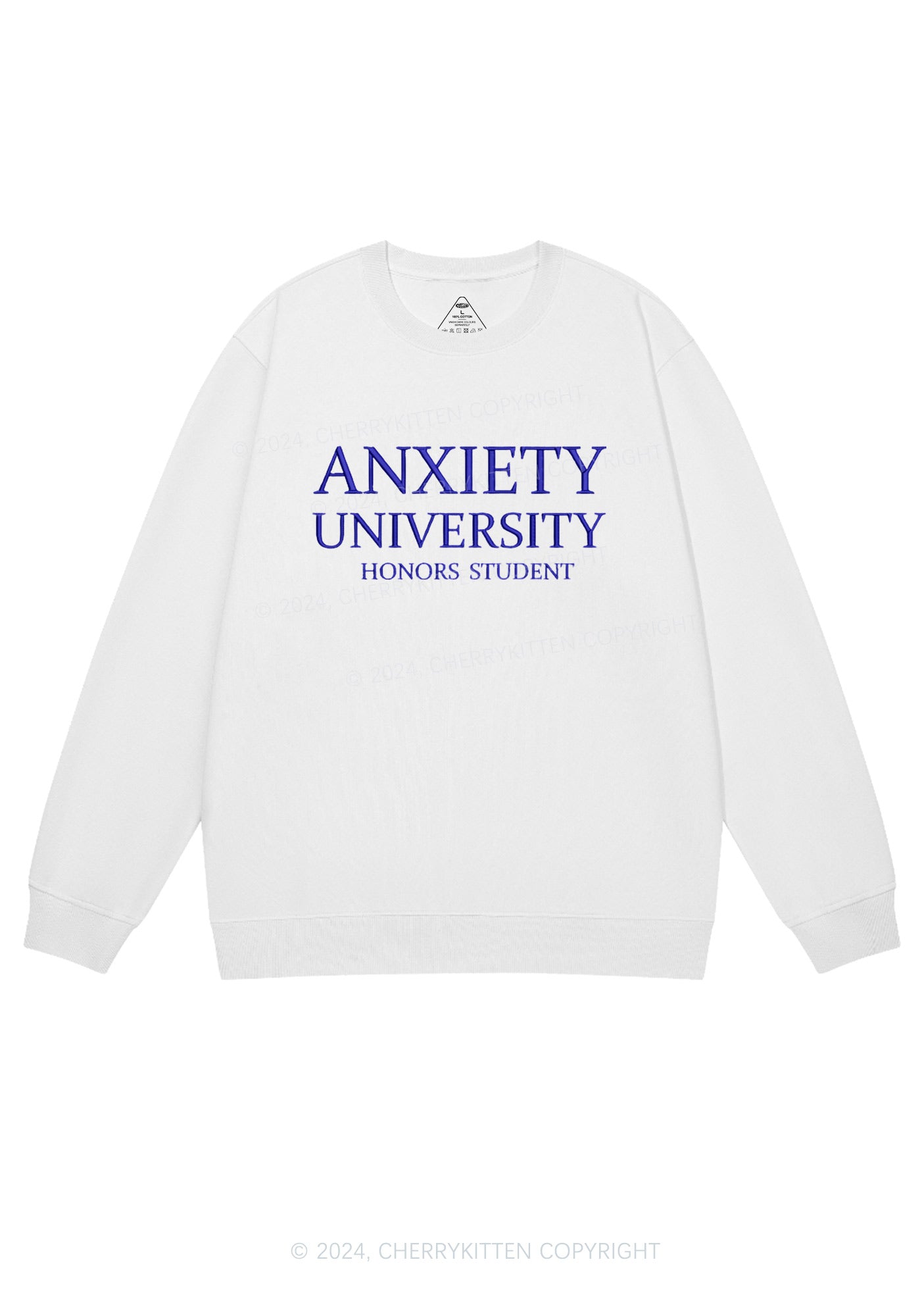 Embroidered Anxiety University Y2K Sweatshirt Cherrykitten