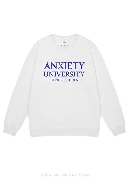 Embroidered Anxiety University Y2K Sweatshirt Cherrykitten