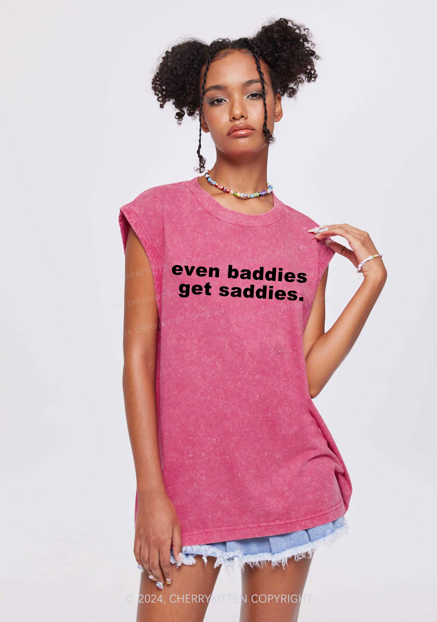 Baddies Saddies Y2K Washed Tank Cherrykitten