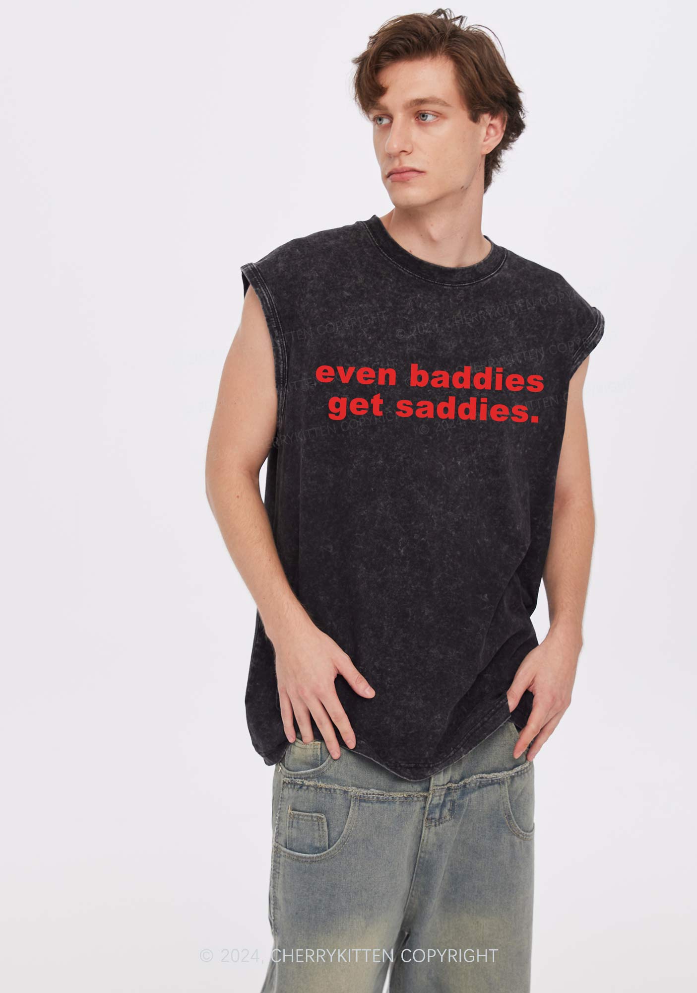 Baddies Saddies Y2K Washed Tank Cherrykitten