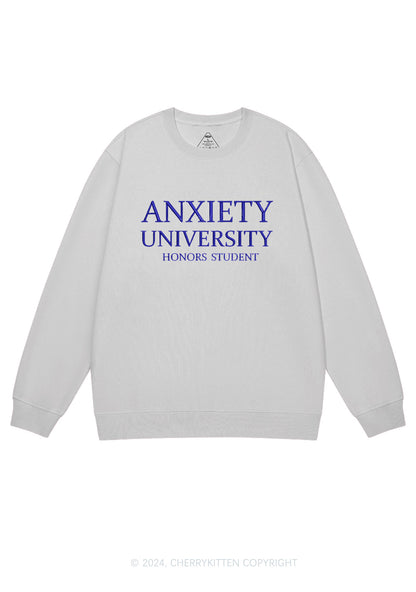 Embroidered Anxiety University Y2K Sweatshirt Cherrykitten