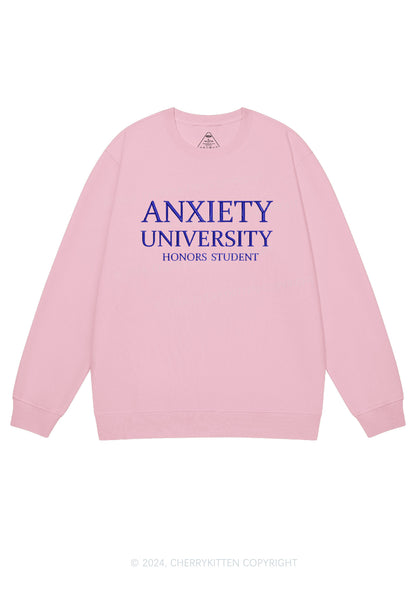 Embroidered Anxiety University Y2K Sweatshirt Cherrykitten