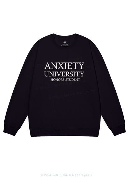 Embroidered Anxiety University Y2K Sweatshirt Cherrykitten