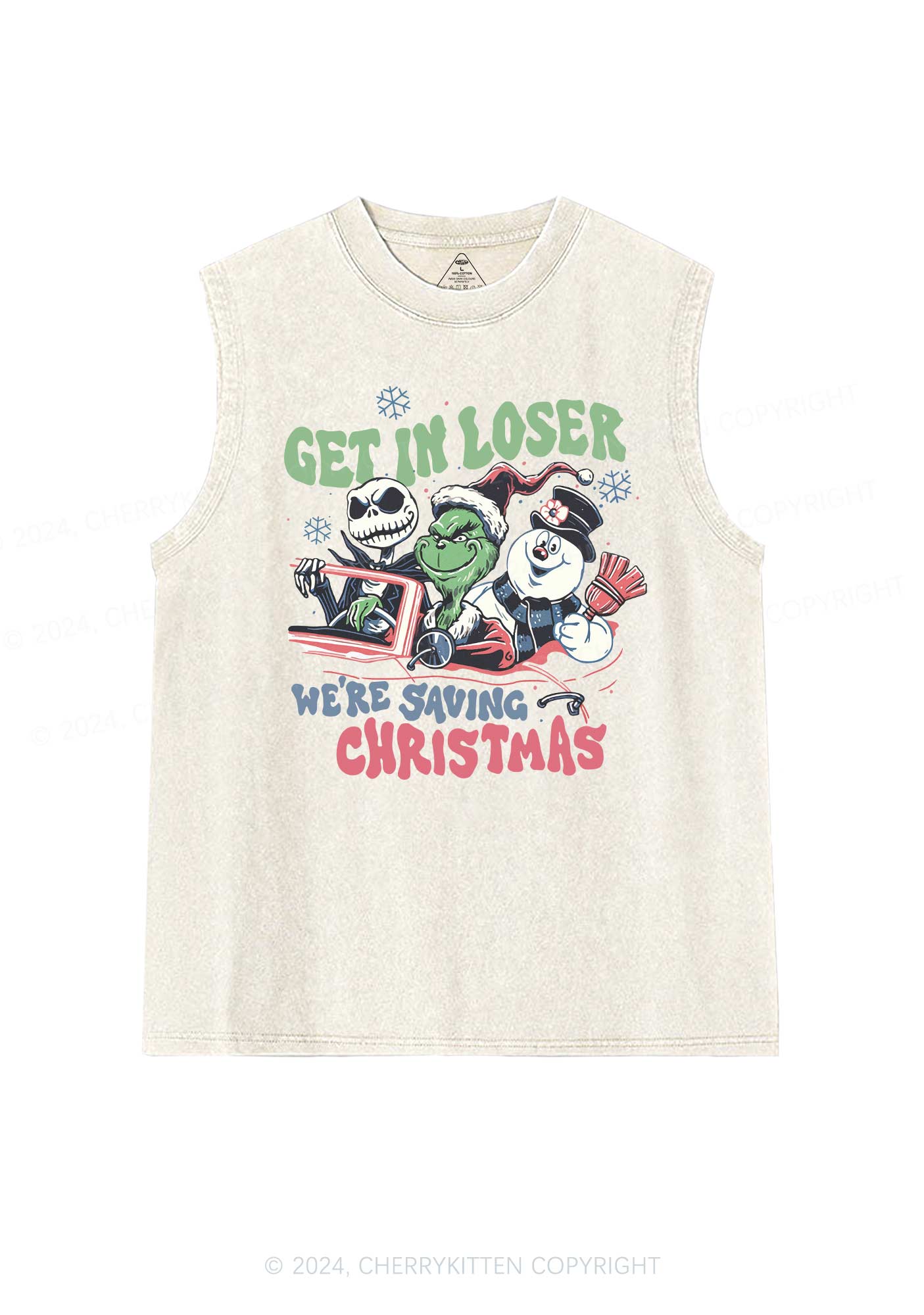 Christmas We're Saving Y2K Washed Tank Cherrykitten