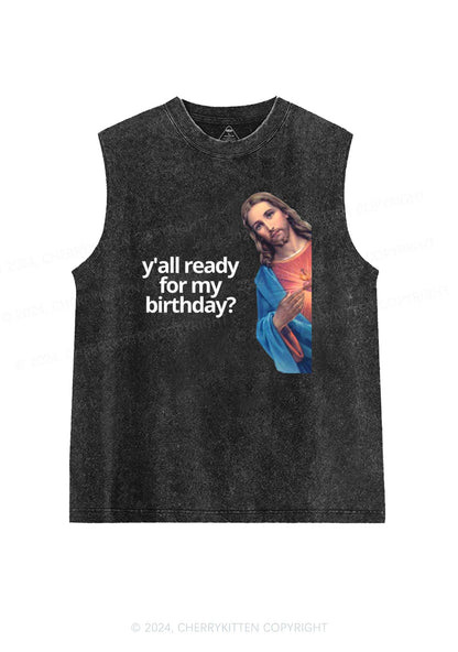 Christmas Jesus Birthday Y2K Washed Tank Cherrykitten