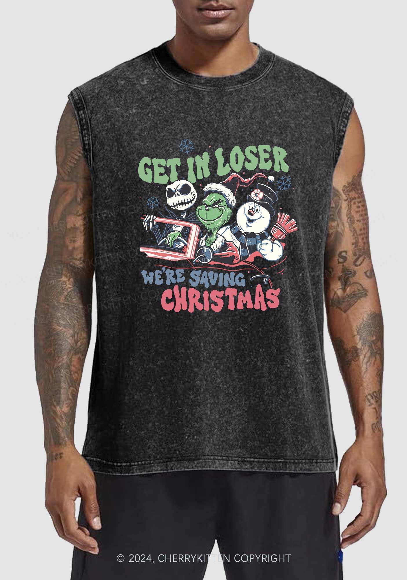 Christmas We're Saving Y2K Washed Tank Cherrykitten