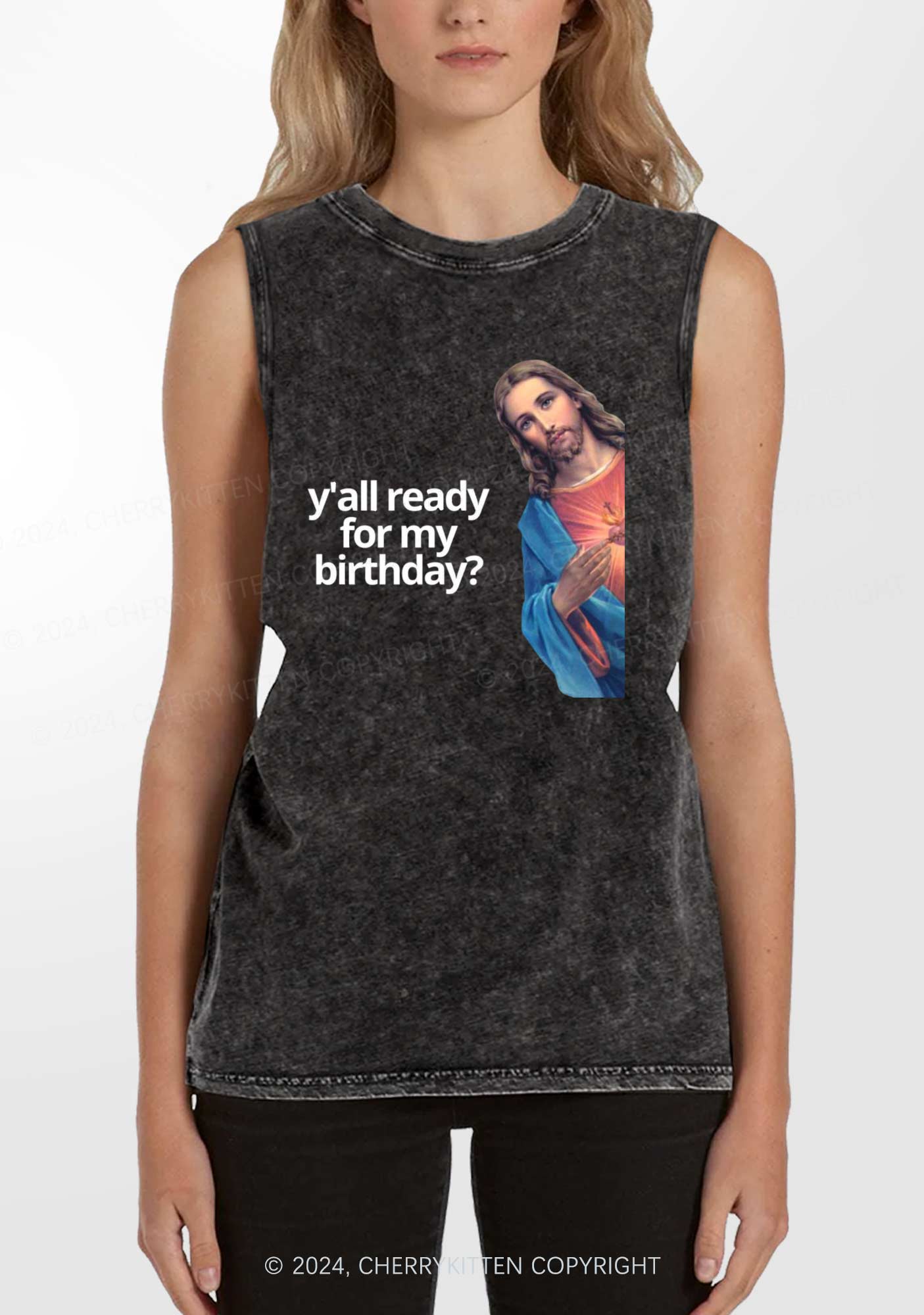 Christmas Jesus Birthday Y2K Washed Tank Cherrykitten