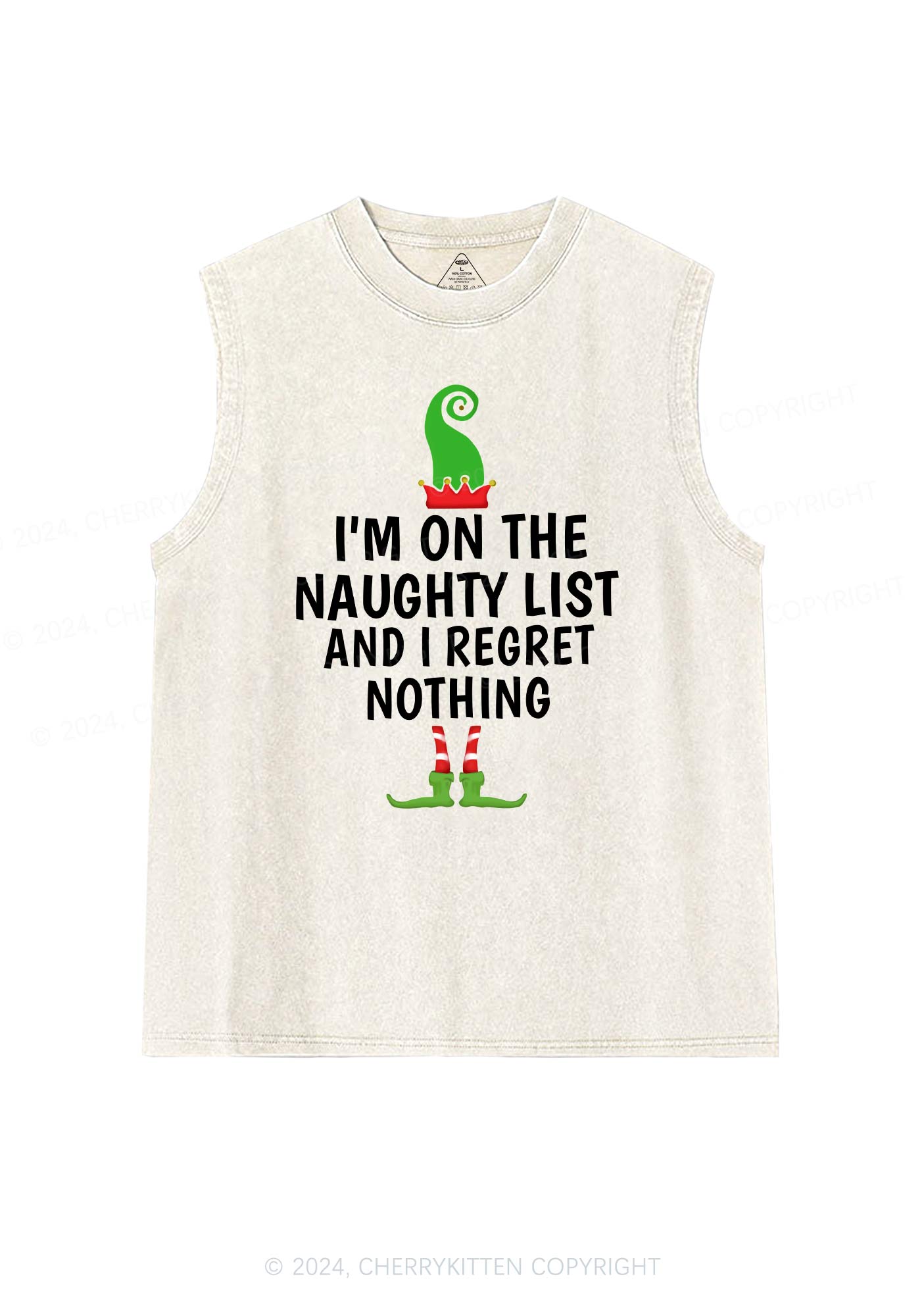 Christmas Naughty List Y2K Washed Tank Cherrykitten