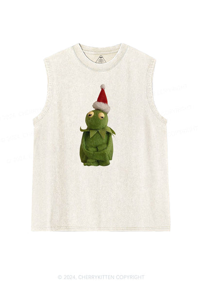 Christmas Plush Frog Y2K Washed Tank Cherrykitten