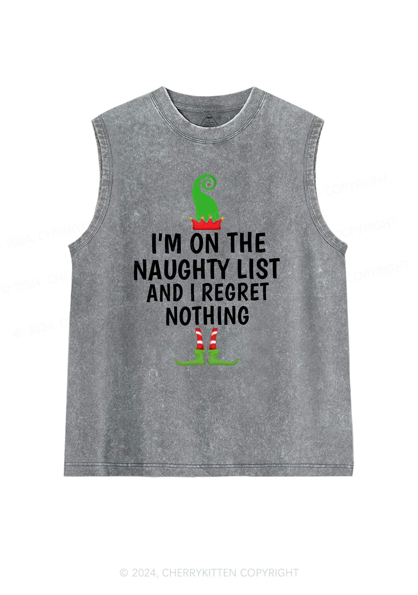 Christmas Naughty List Y2K Washed Tank Cherrykitten