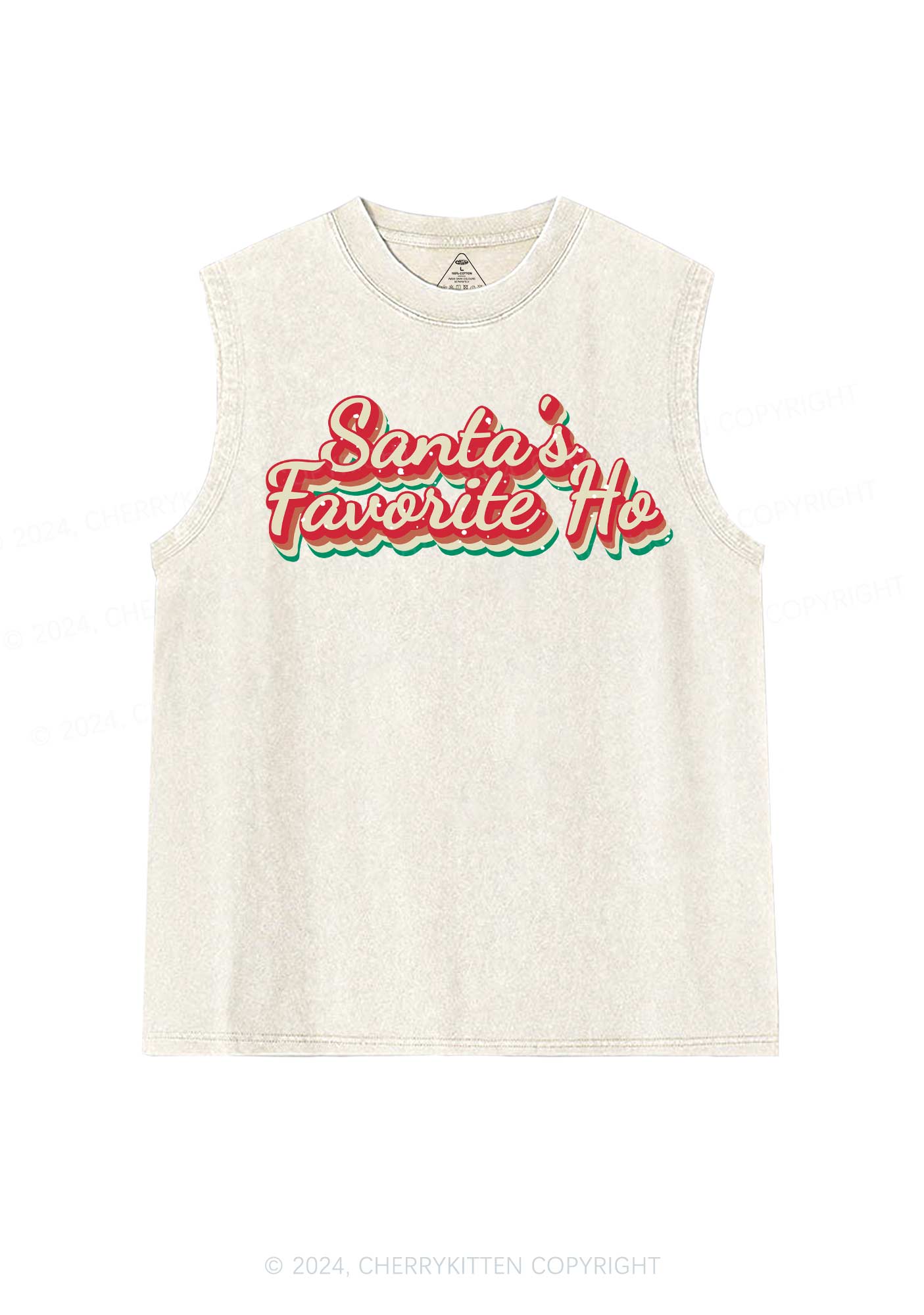 Christmas Santa's Favorite Ho Y2K Washed Tank Cherrykitten