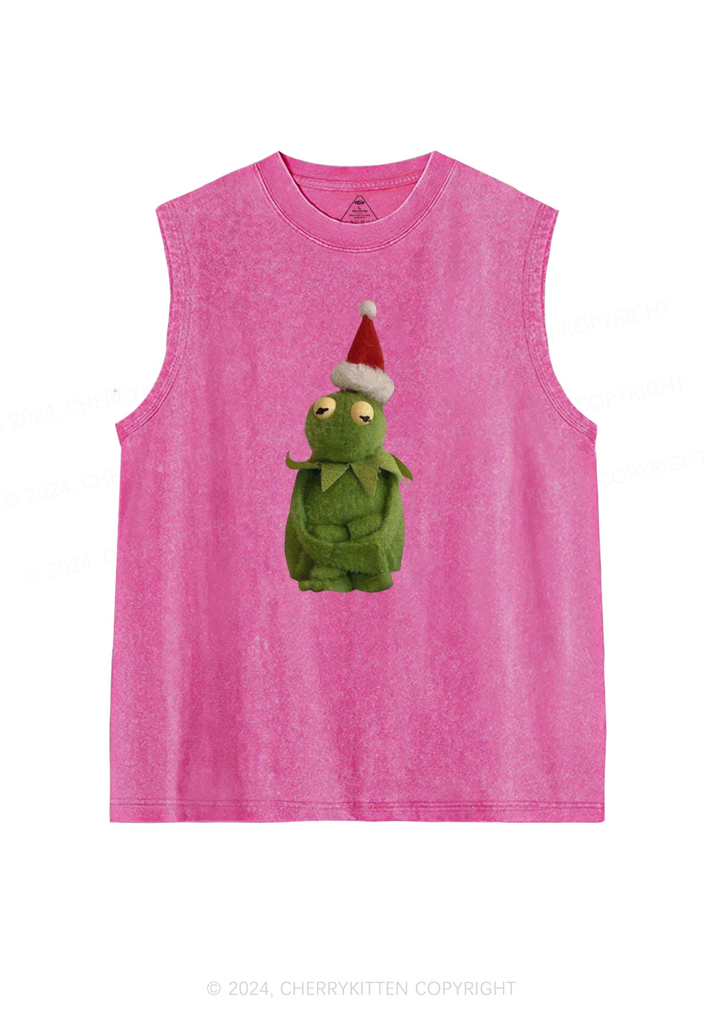 Christmas Plush Frog Y2K Washed Tank Cherrykitten