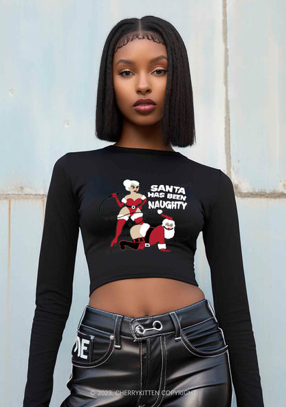 Santa Has Been Naughty Y2K Long Sleeve Crop Top Cherrykitten